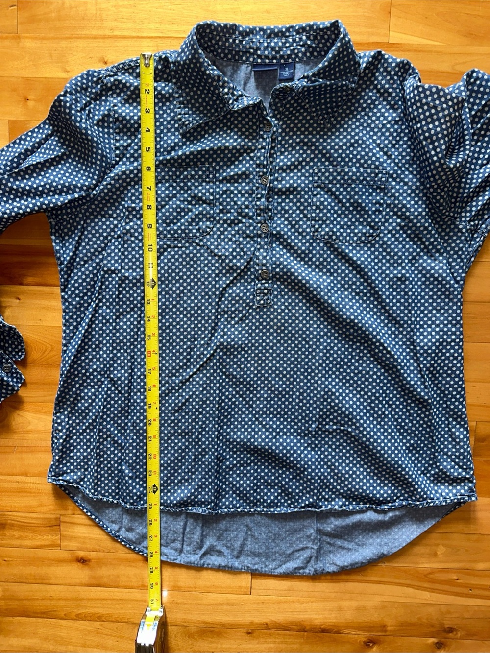 Westbound 100% Cotton Polka Dot Popover Tunic Shirt Blue White Women’s XL - Picture 9 of 11